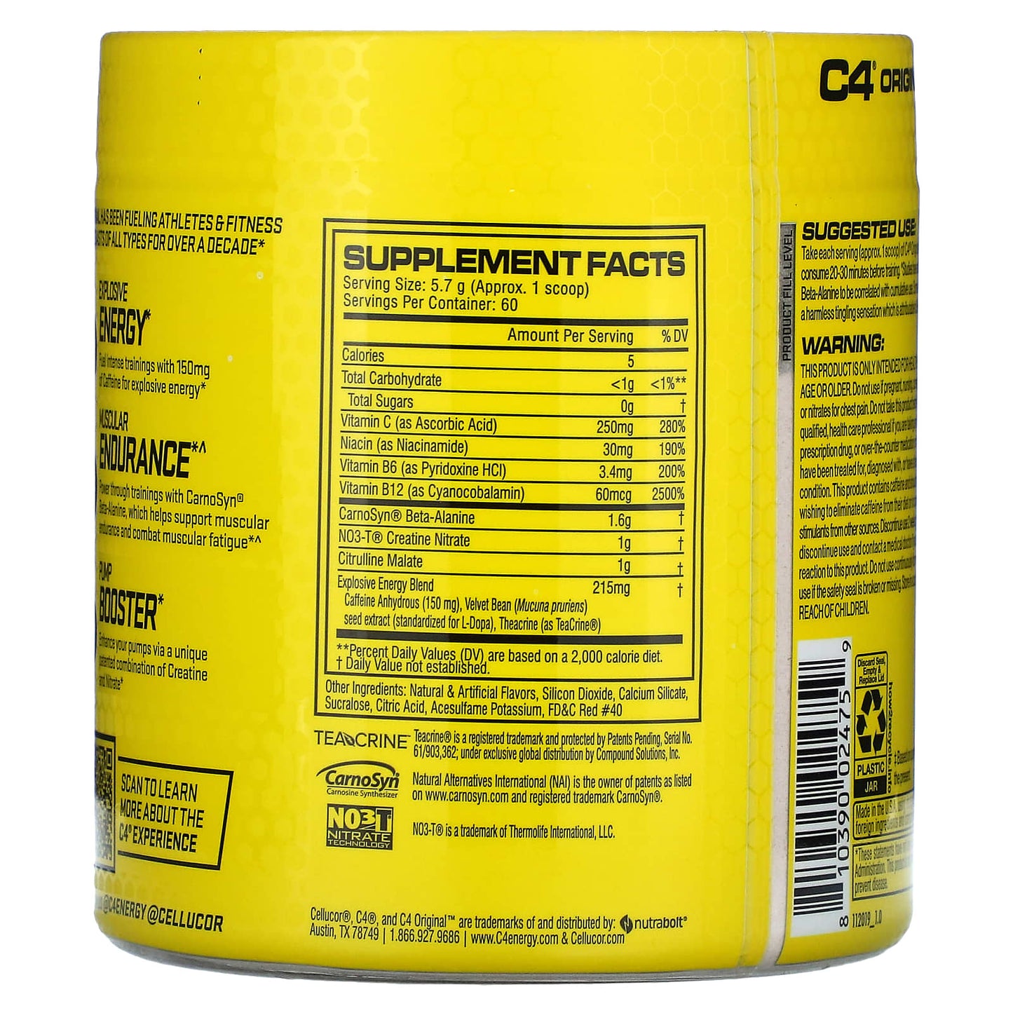 Cellucor, C4 Original, Pre-Workout, Strawberry Margarita, 12.1 oz (342 g)