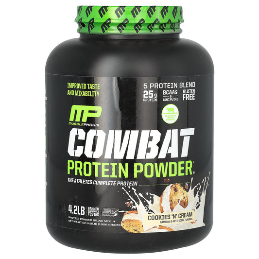 MusclePharm-Combat Protein Powder-Cookies 'N' Cream-4.2 lb (1,906 g)