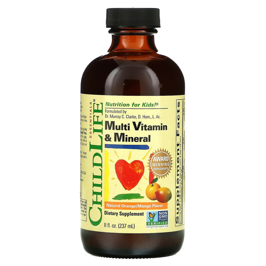 ChildLife Essentials-Essentials-Multi Vitamin & Mineral-Natural Orange/Mango-8 fl oz (237 ml)