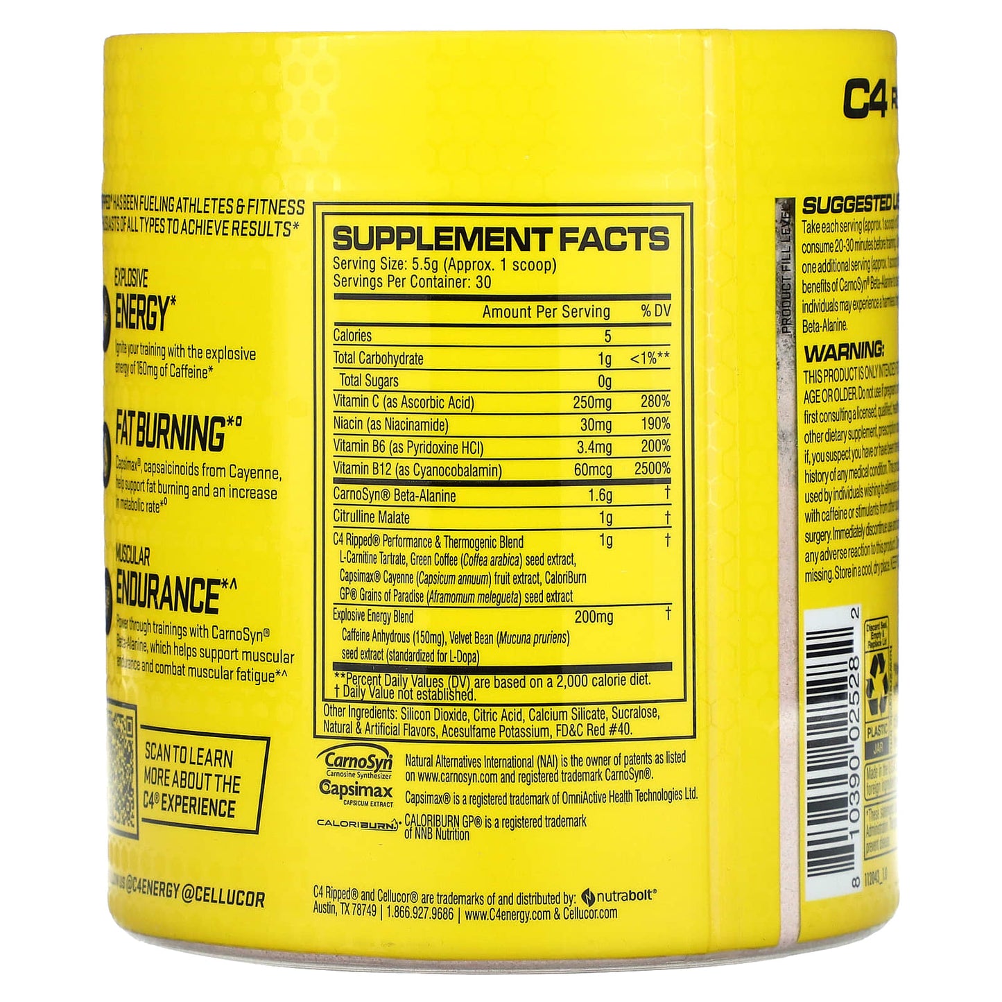 Cellucor, C4 Ripped, Pre-Workout, Fruit Punch, 5.8 oz (165 g)