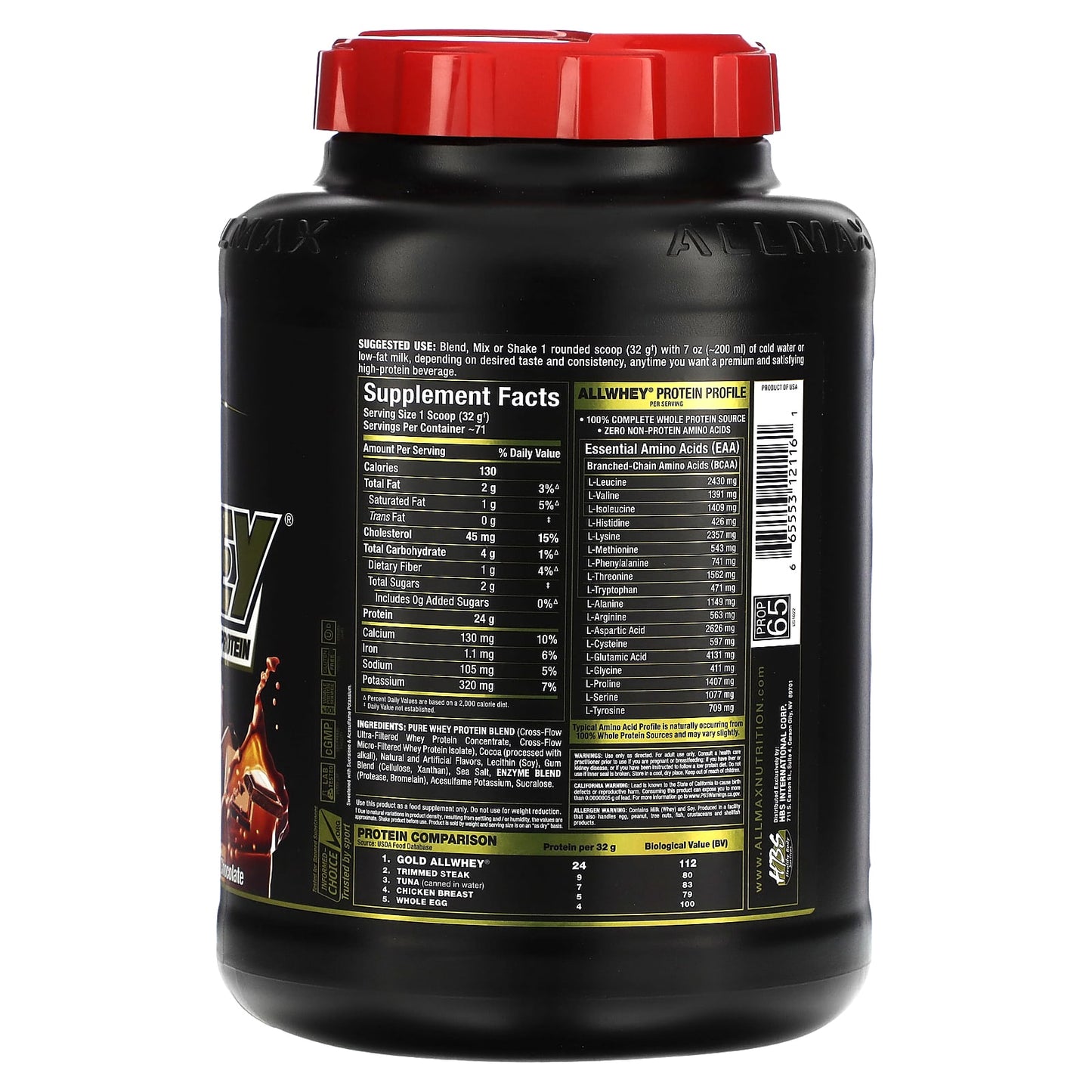 ALLMAX, Gold AllWhey, Premium Whey Protein, Chocolate, 5 lbs (2.27 kg)