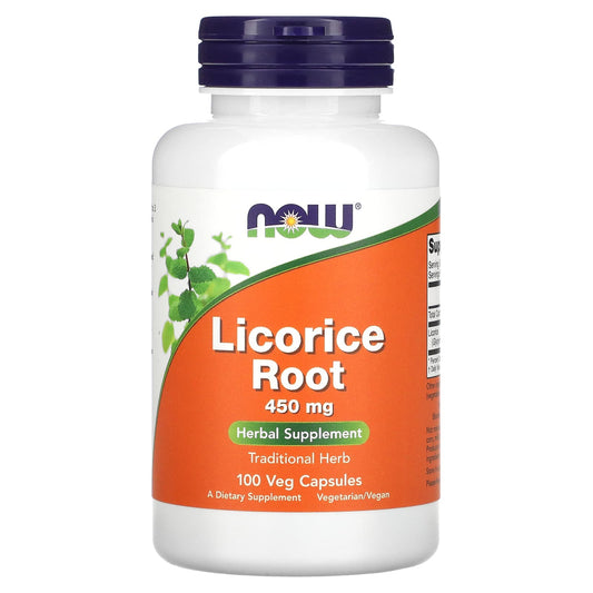 NOW Foods-Licorice Root-450 mg-100 Veg Capsules (225 mg per Capsule)