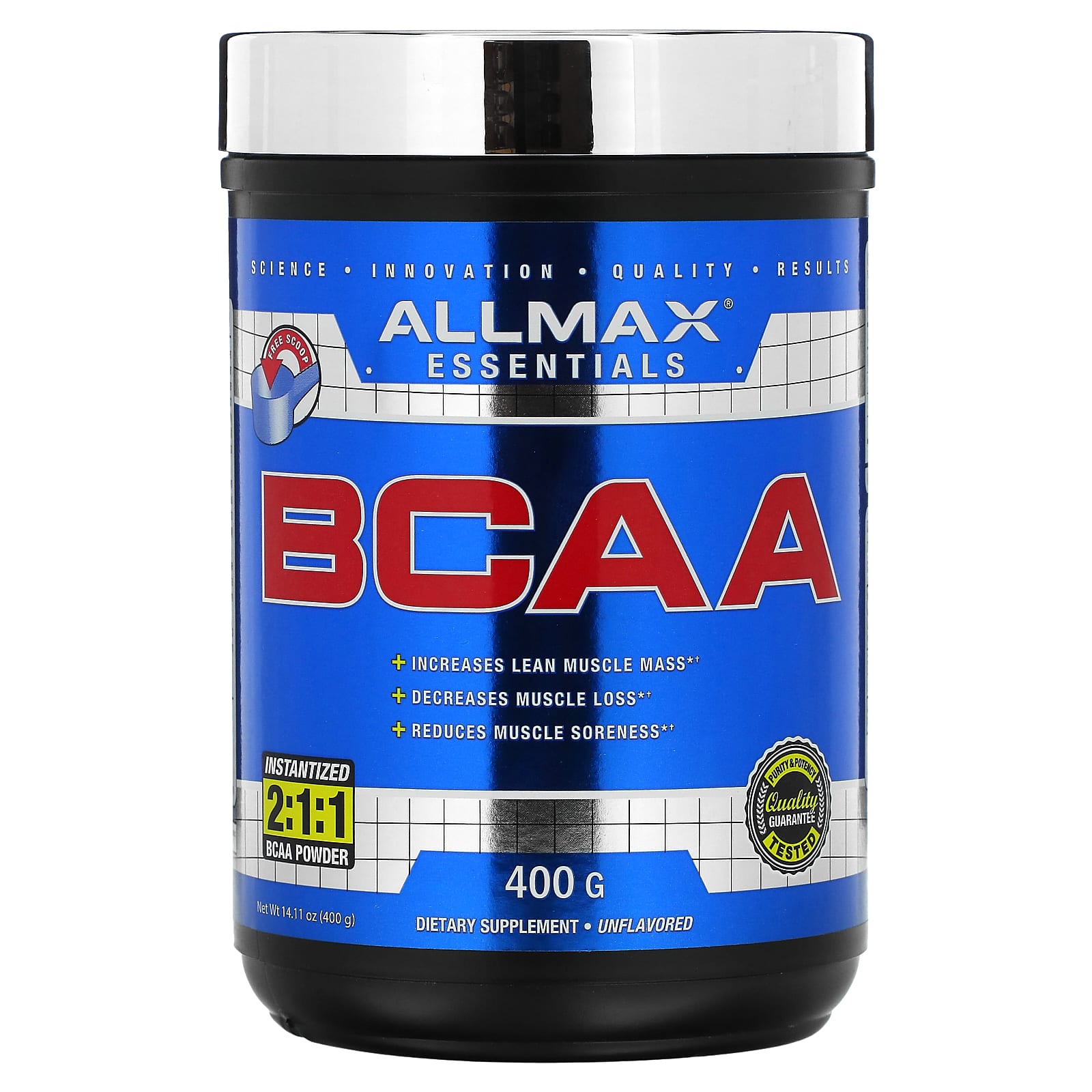 ALLMAX-BCAA-Instantized  2:1:1 Powder-Unflavored-14.11 oz (400 g)