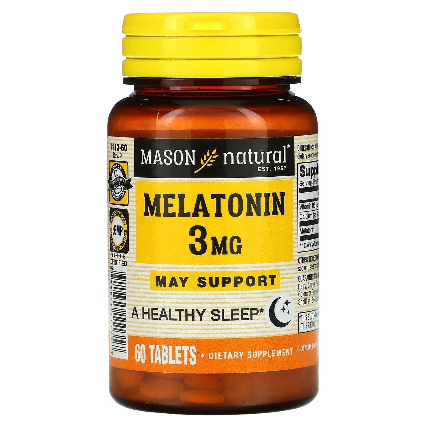 Mason Natural-Melatonin-3 mg-60 Tablets