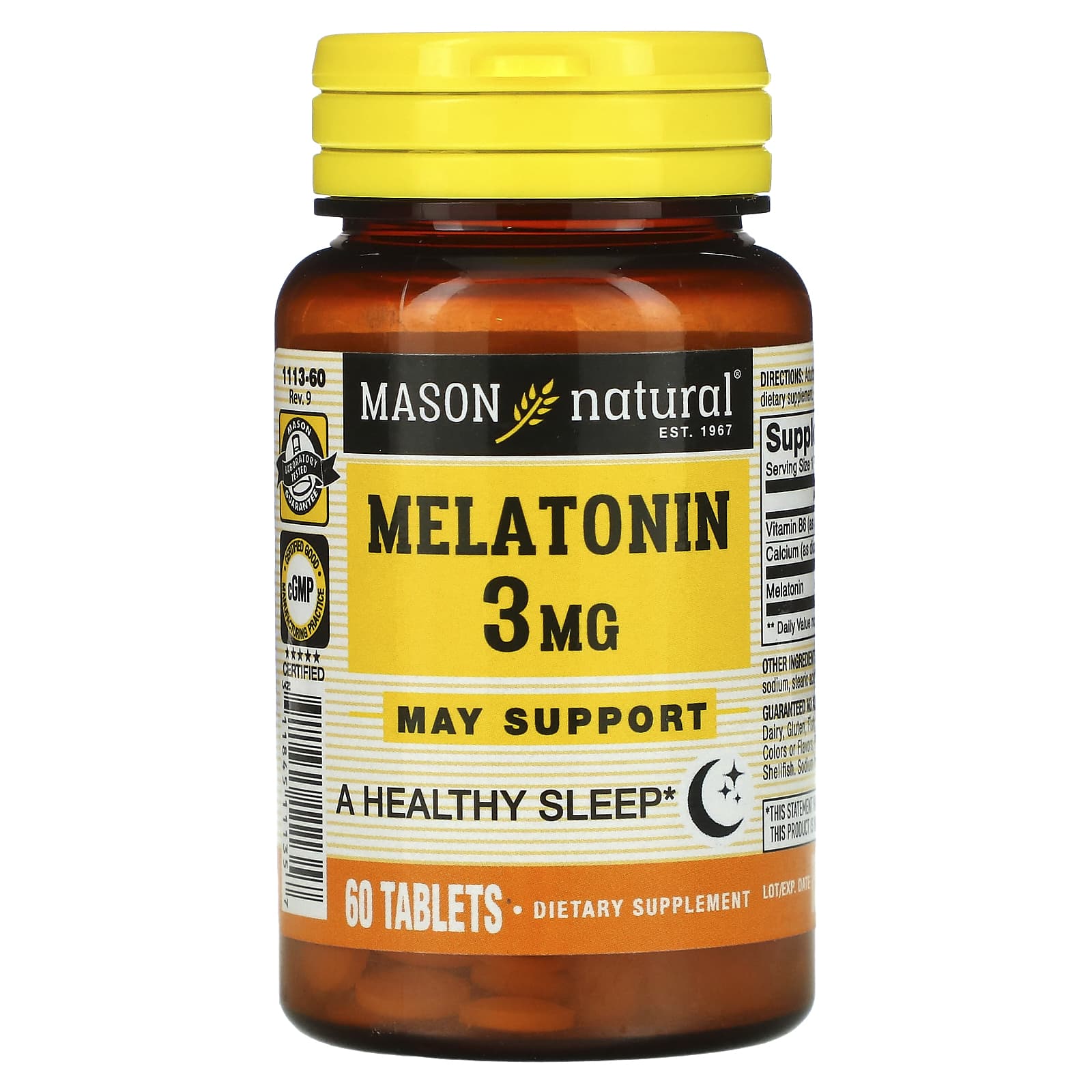 Mason Natural-Melatonin-3 mg-60 Tablets