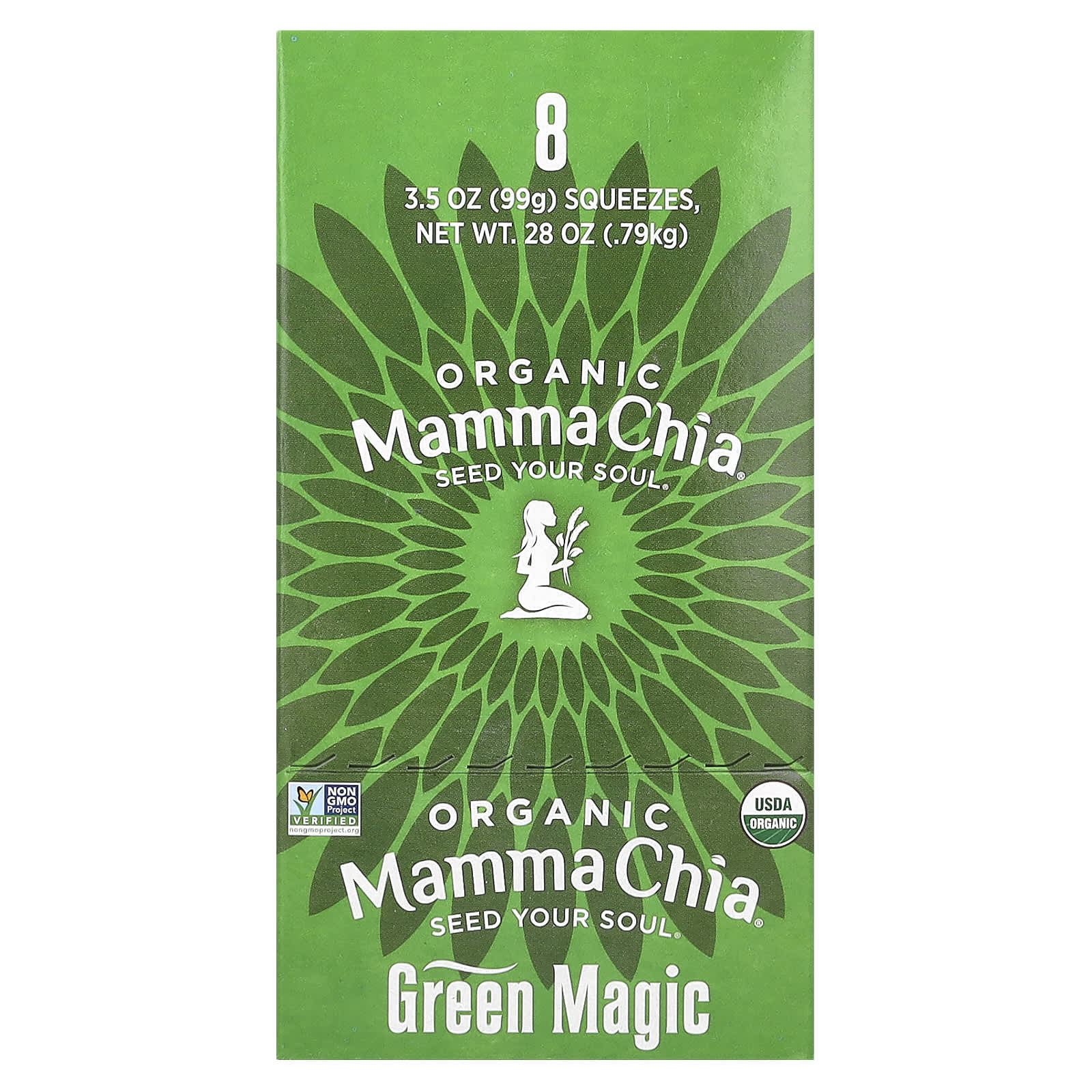 Mamma Chia-Organic Chia Squeeze-Vitality Snack-Green Magic-8 Packs-3.5 oz (99 g) Each