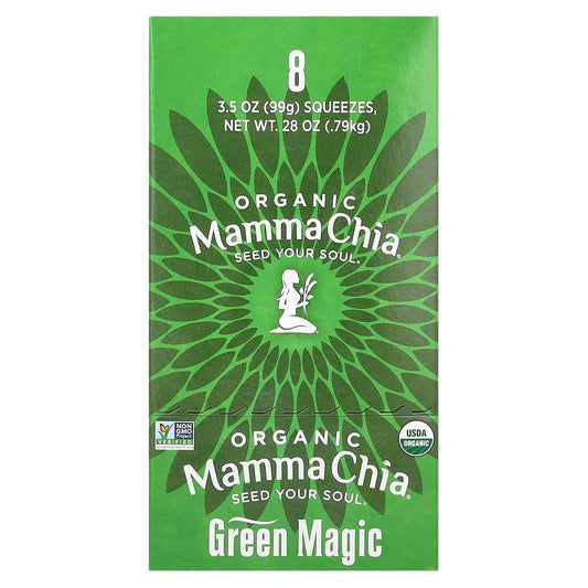 Mamma Chia-Organic Chia Squeeze-Vitality Snack-Green Magic-8 Packs-3.5 oz (99 g) Each