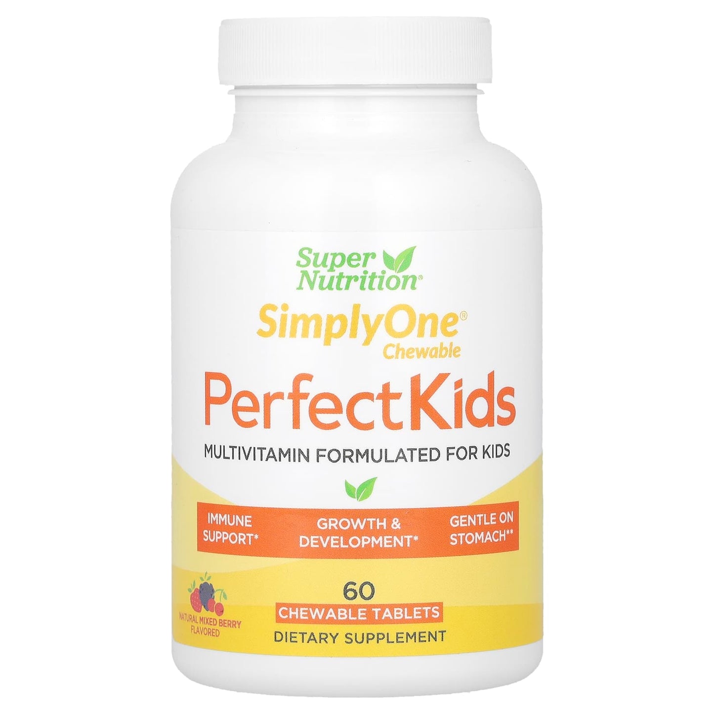 Super Nutrition-Perfect Kids Complete Multivitamin-Mixed Berry Flavor-60 Vegetarian Chewable Tablets