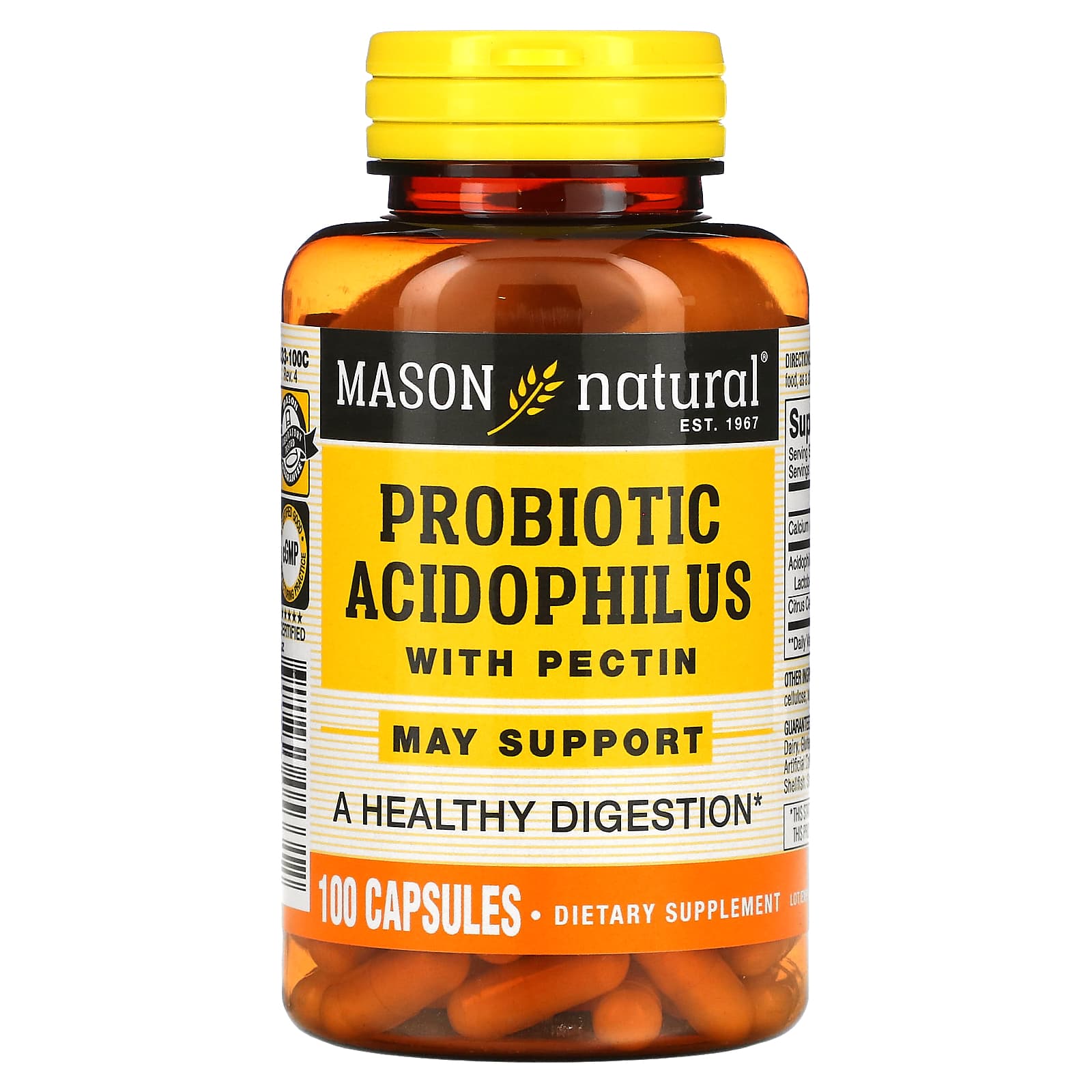 Mason Natural-Probiotic Acidophilus with Pectin-100 Capsules