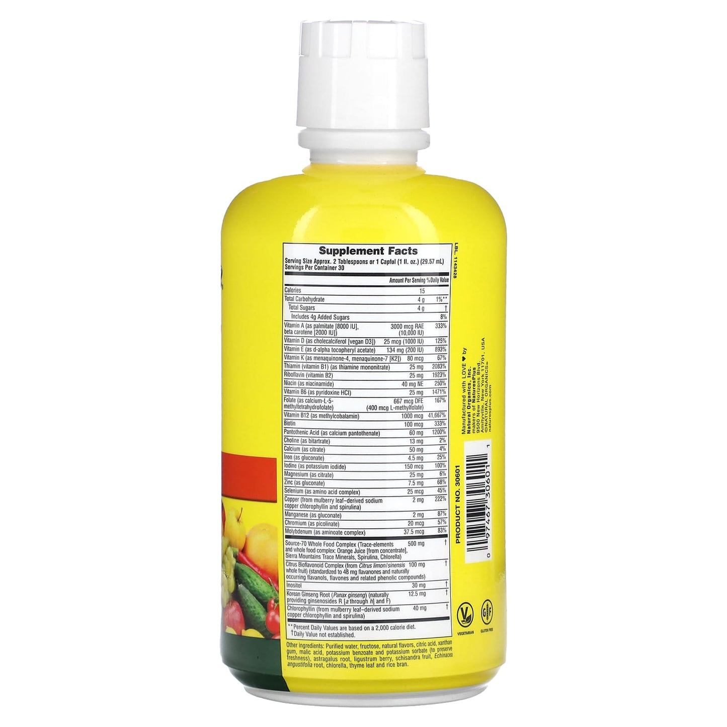 NaturesPlus, Source of Life, Liquid Multi-Vitamin & Mineral Supplement with Concentrated Whole Foods, Tropical Fruit, 30 fl oz (887.10 ml)