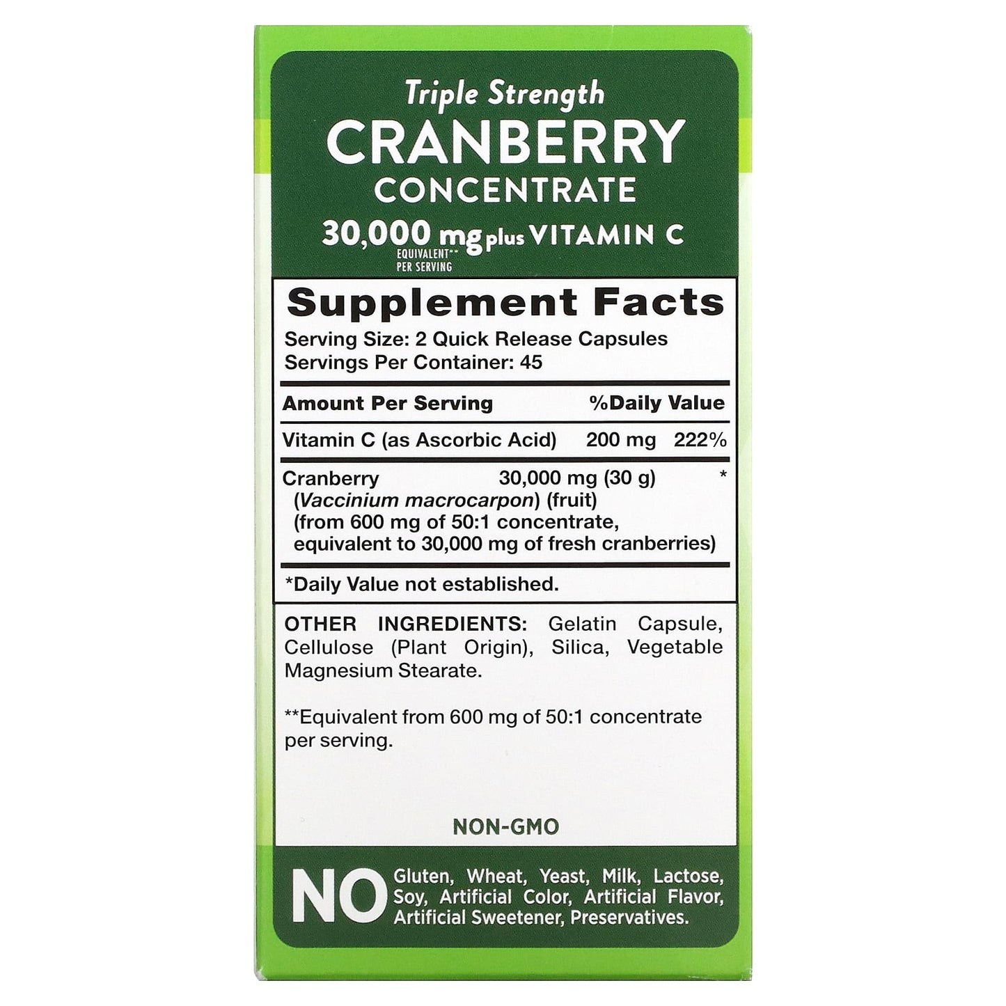 Nature's Truth, Triple Strength Cranberry Concentrate Plus Vitamin C, 30,000 mg, 90 Quick Release Capsules (15,000 mg per Capsule)