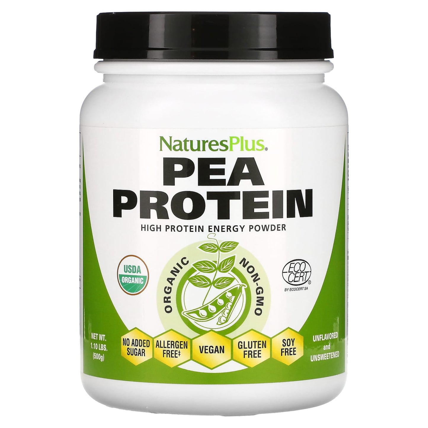 NaturesPlus-Organic Pea Protein Powder-1.1 lbs (500 g)