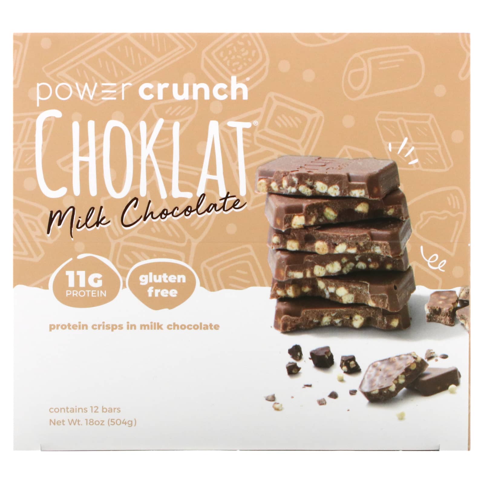 BNRG-Power Crunch Protein Bar-Choklat-Milk Chocolate-12 Bars-1.5 oz (42 g) Each