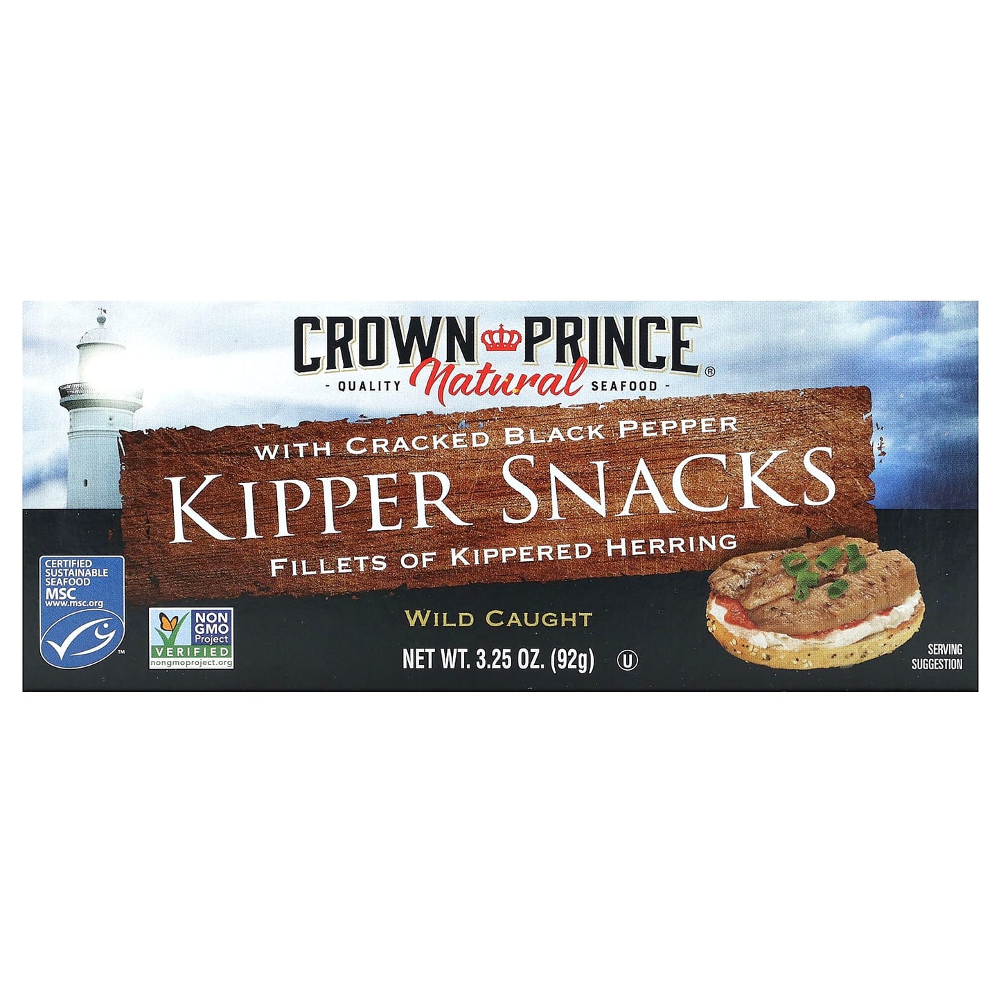 Crown Prince Natural-Kipper Snacks with Cracked Black Pepper-3.25 oz (92 g)