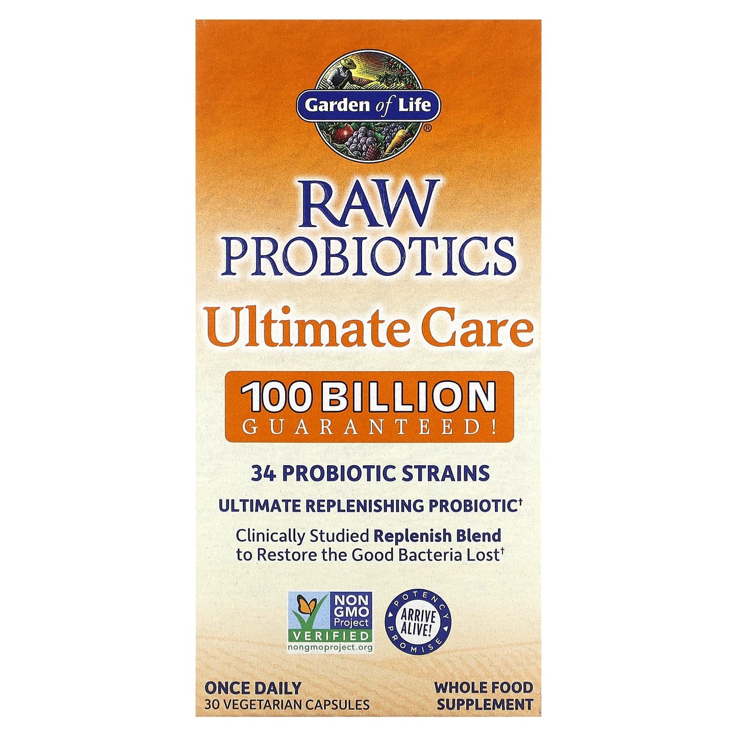 Garden of Life-RAW Probiotics-Ultimate Care-30 Vegetarian Capsules