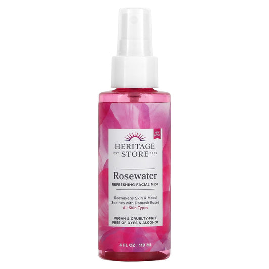 Heritage Store-Rosewater-Refreshing Facial Mist-4 fl oz (118 ml)