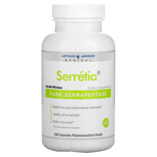 Arthur Andrew Medical-Serretia-Pure Serrapeptase-250,000 SPU-180 Capsules (125,000 SPU per Capsule)