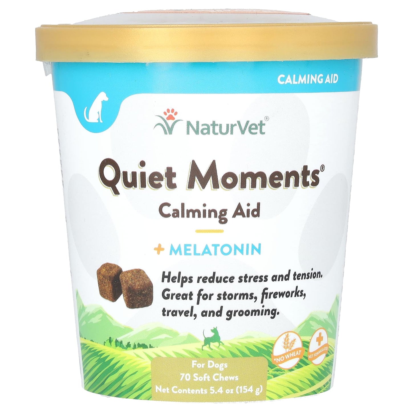 NaturVet-Quiet Moments-Calming Aid + Melatonin-For Dogs-70 Soft Chews-5.4 oz (154 g)