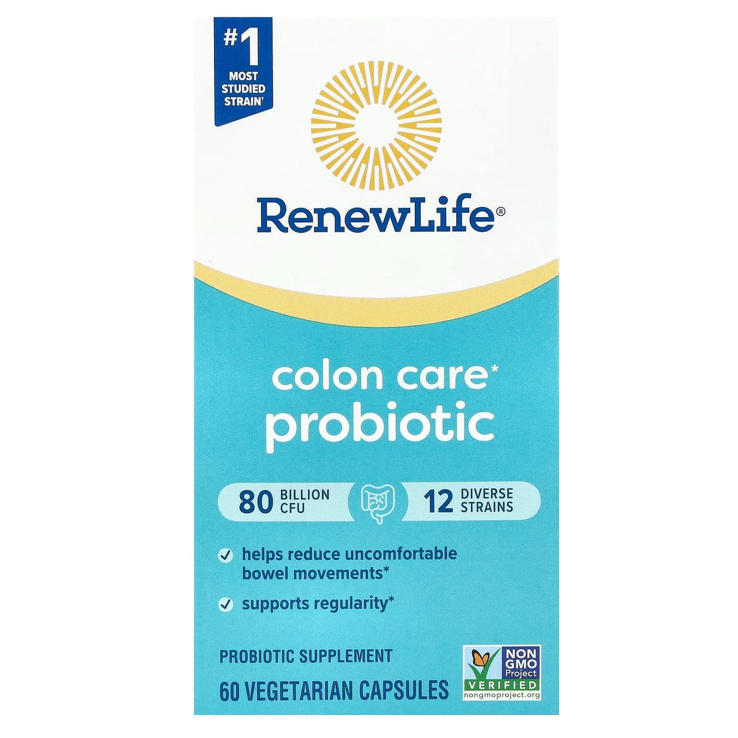 Renew Life-Colon Care Probiotic-80 Billion CFU-60 Vegetarian Capsules