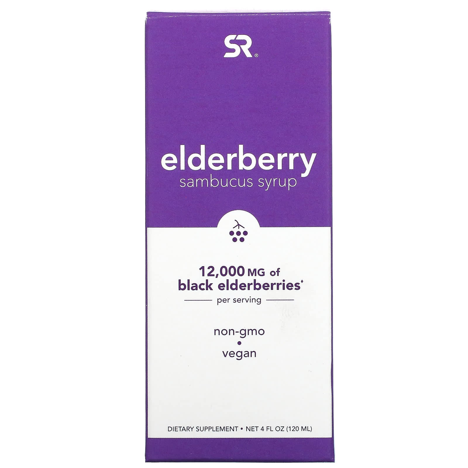 Sports Research-Elderberry Sambucus Syrup-12,000 mg-4 fl oz (120 ml)