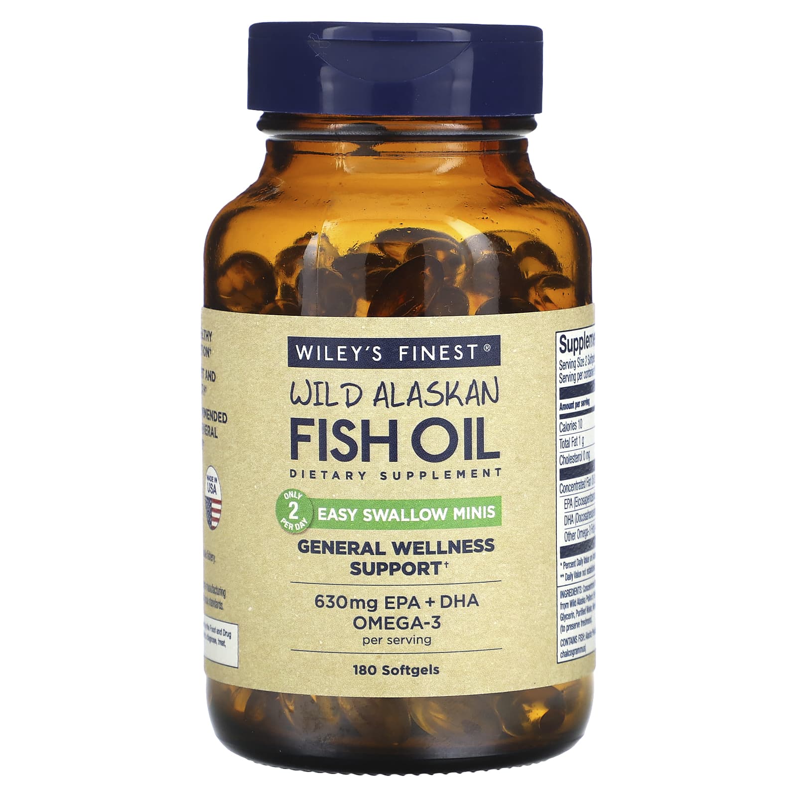 Wiley's Finest-Wild Alaskan Fish Oil-Easy Swallow Minis-180 Softgels