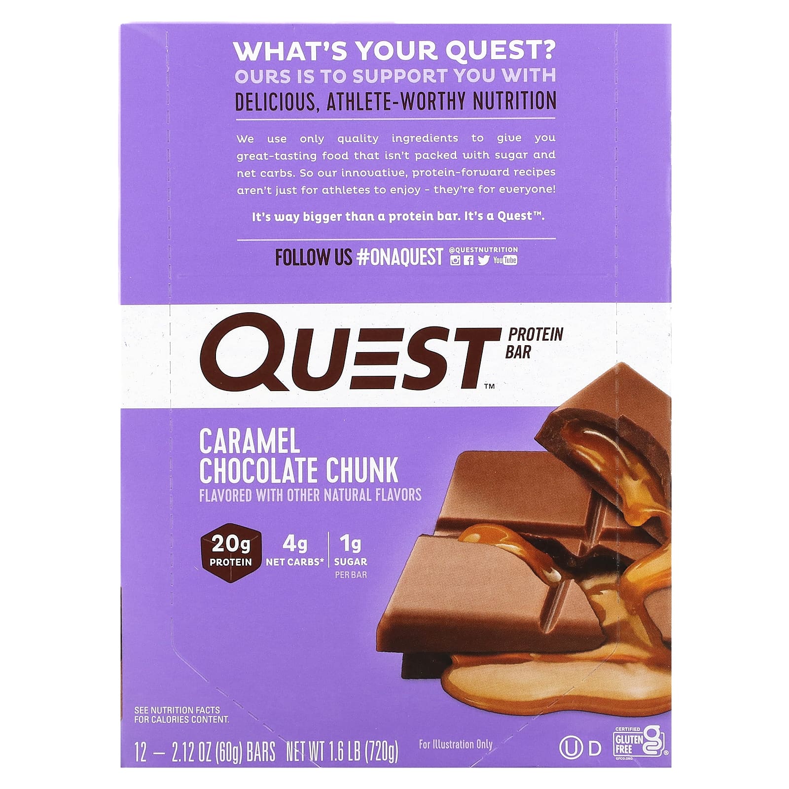 Quest Nutrition-Protein Bar-Caramel Chocolate Chunk-12 Bars-2.12 oz (60 g) Each