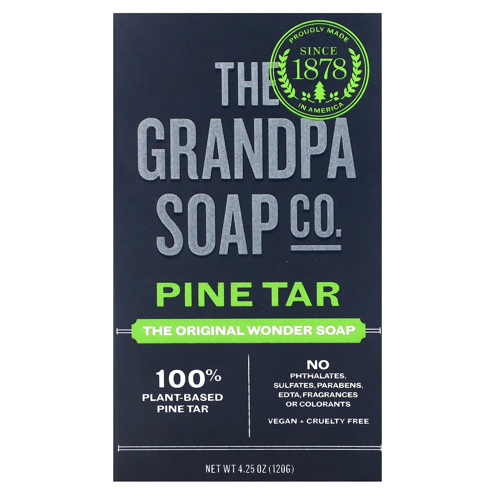 The Grandpa Soap Co.-Face & Body Bar Soap-Pine Tar-4.25 oz (120 g)