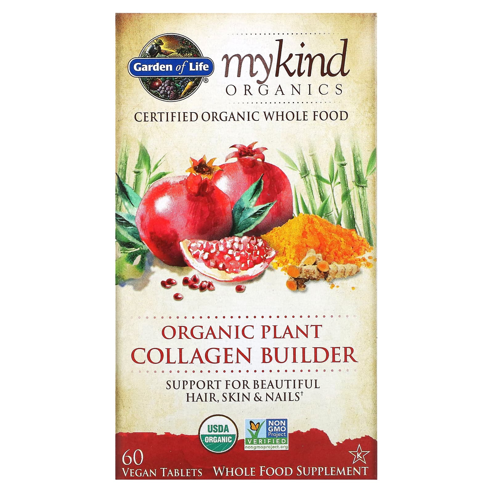 Garden of Life-MyKind Organics-Organic Plant Collagen Builder-60 Vegan Tablets