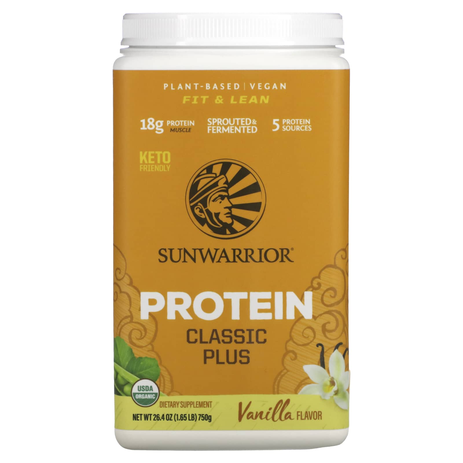 Sunwarrior-Classic Plus Protein-Vanilla-1.65 lb (750 g)