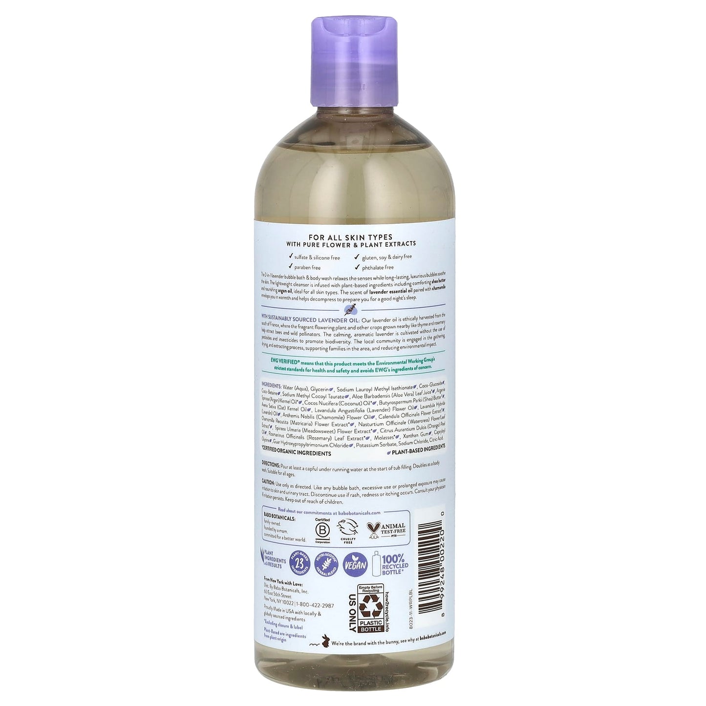 Babo Botanicals, Calming Bubble Bath & Wash, Lavender, 15 fl oz (450 ml)