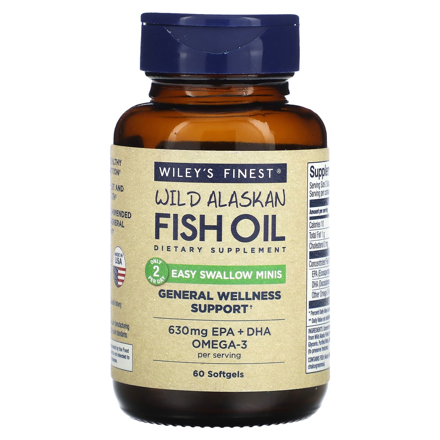 Wiley's Finest-Wild Alaskan Fish Oil-Easy Swallow Minis-60 Softgels