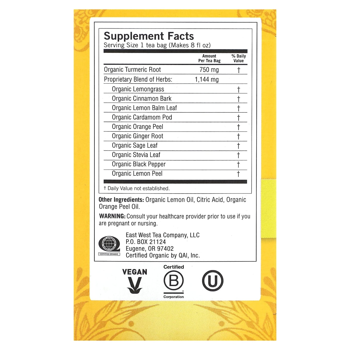 Yogi Tea, Sweet Ginger Citrus Turmeric Vitality, Caffeine Free, 16 Tea Bags, 1.12 oz (32 g)