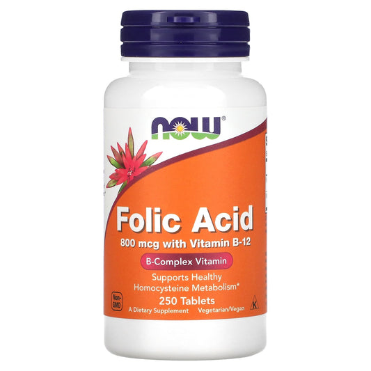 NOW Foods-Folic Acid-800 mcg-250 Tablets