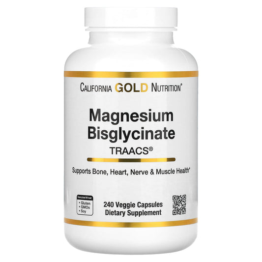 California Gold Nutrition-Magnesium Bisglycinate-Formulated with TRAACS-200 mg-240 Veggie Capsules (100 mg per Capsule)