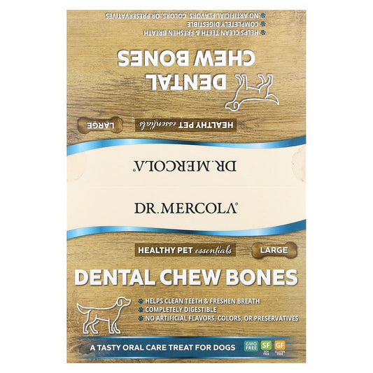 Dr. Mercola-Dental Chew Bones-Large-For Dogs-12 Bones-2.08 oz (59 g) Each