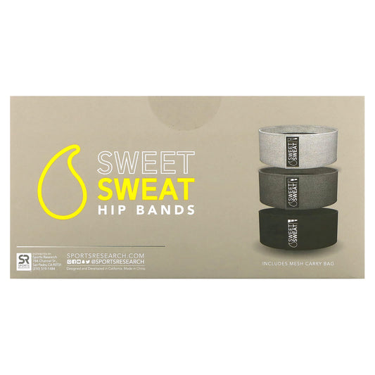 Sports Research-Sweet Sweat-Hip Bands-Gray-3 Bands