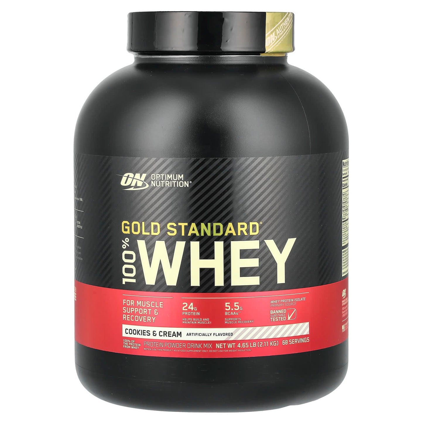 Optimum Nutrition-Gold Standard 100% Whey-Cookies & Cream-4.65 lb (2.11 kg)