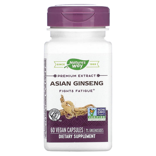 Nature's Way-Premium Extract-Asian Ginseng-60 Vegan Capsules