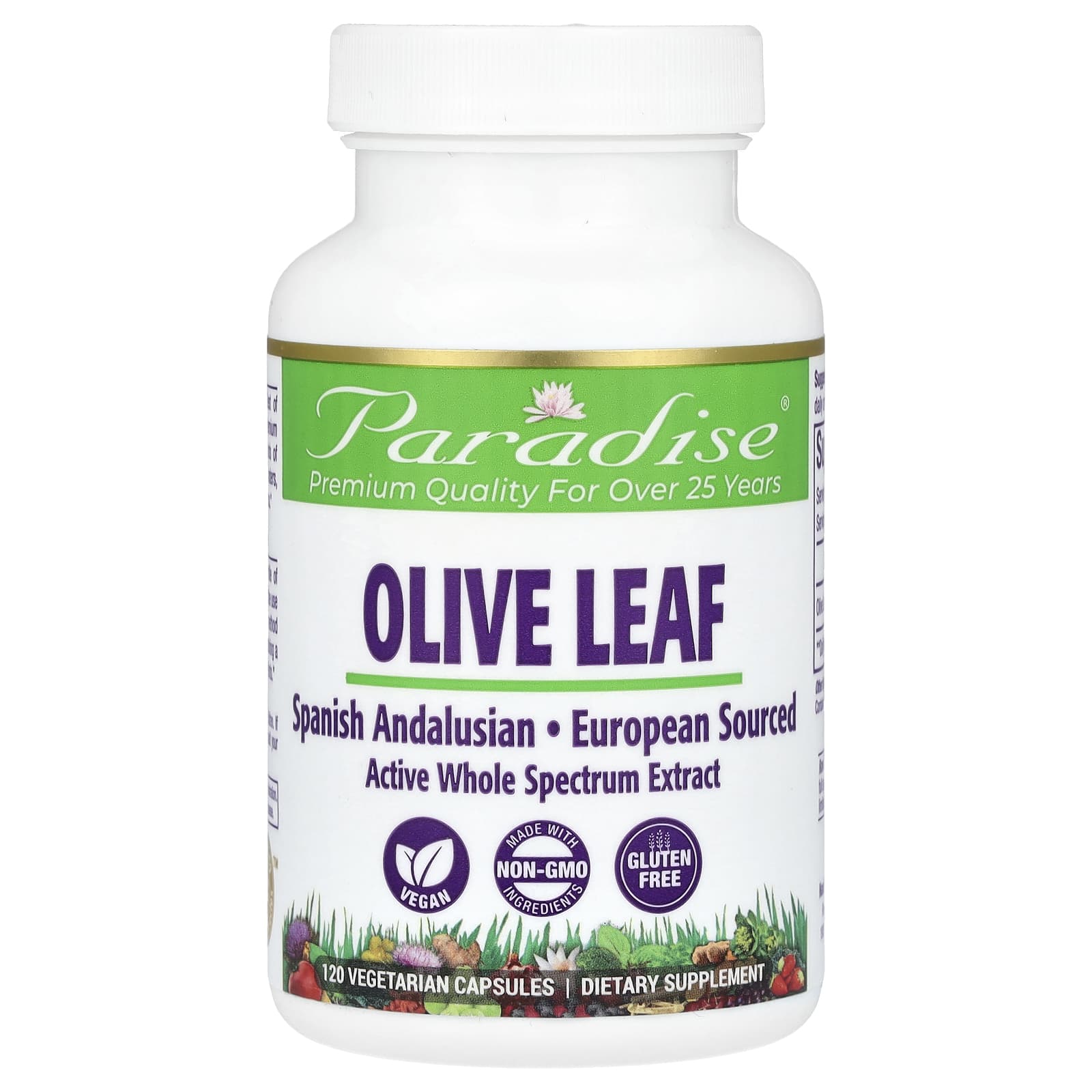 Paradise Herbs-Olive Leaf-120 Vegetarian Capsules