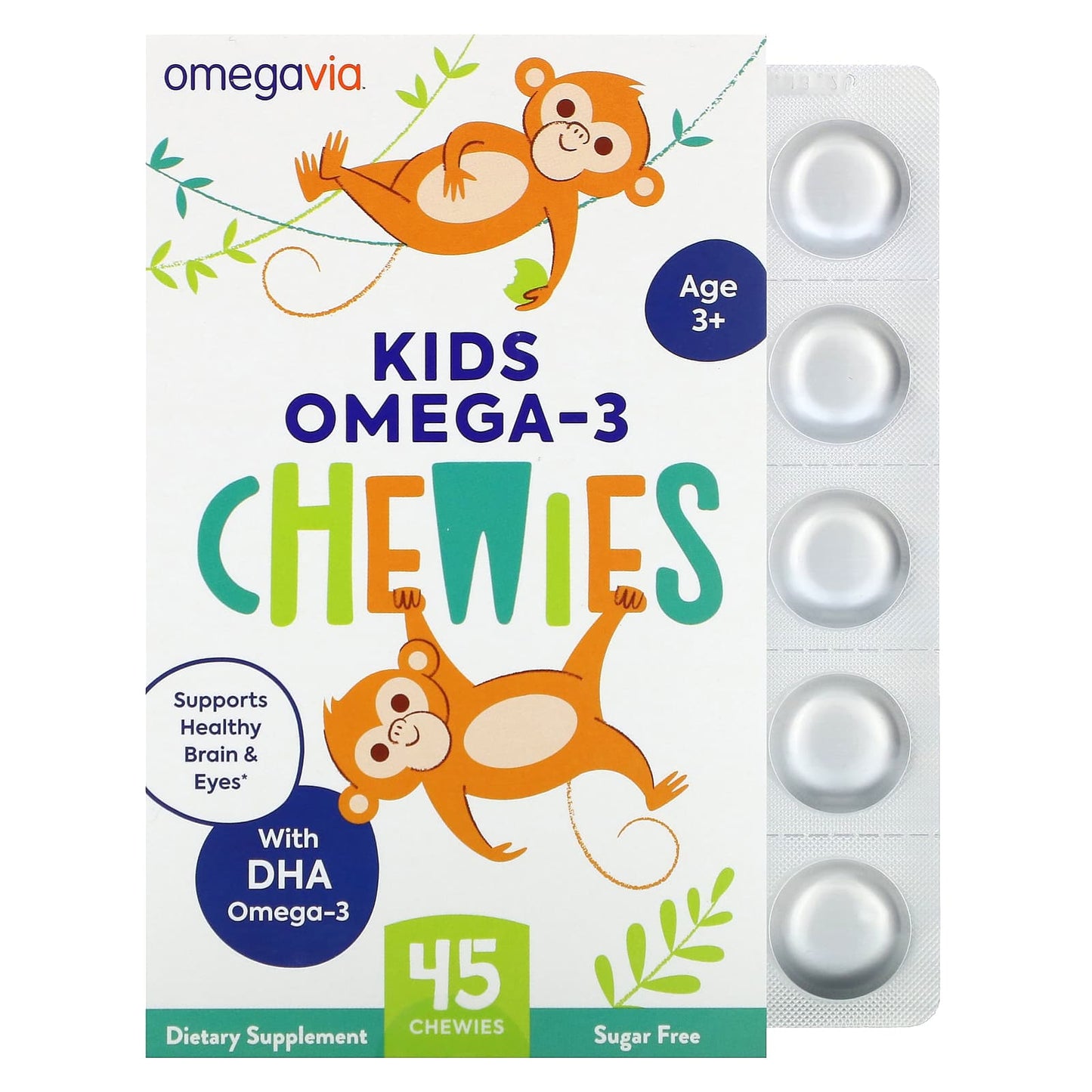 OmegaVia-Kids Omega-3 Chewies-Age 3+-Natural Fruit-45 Chewies