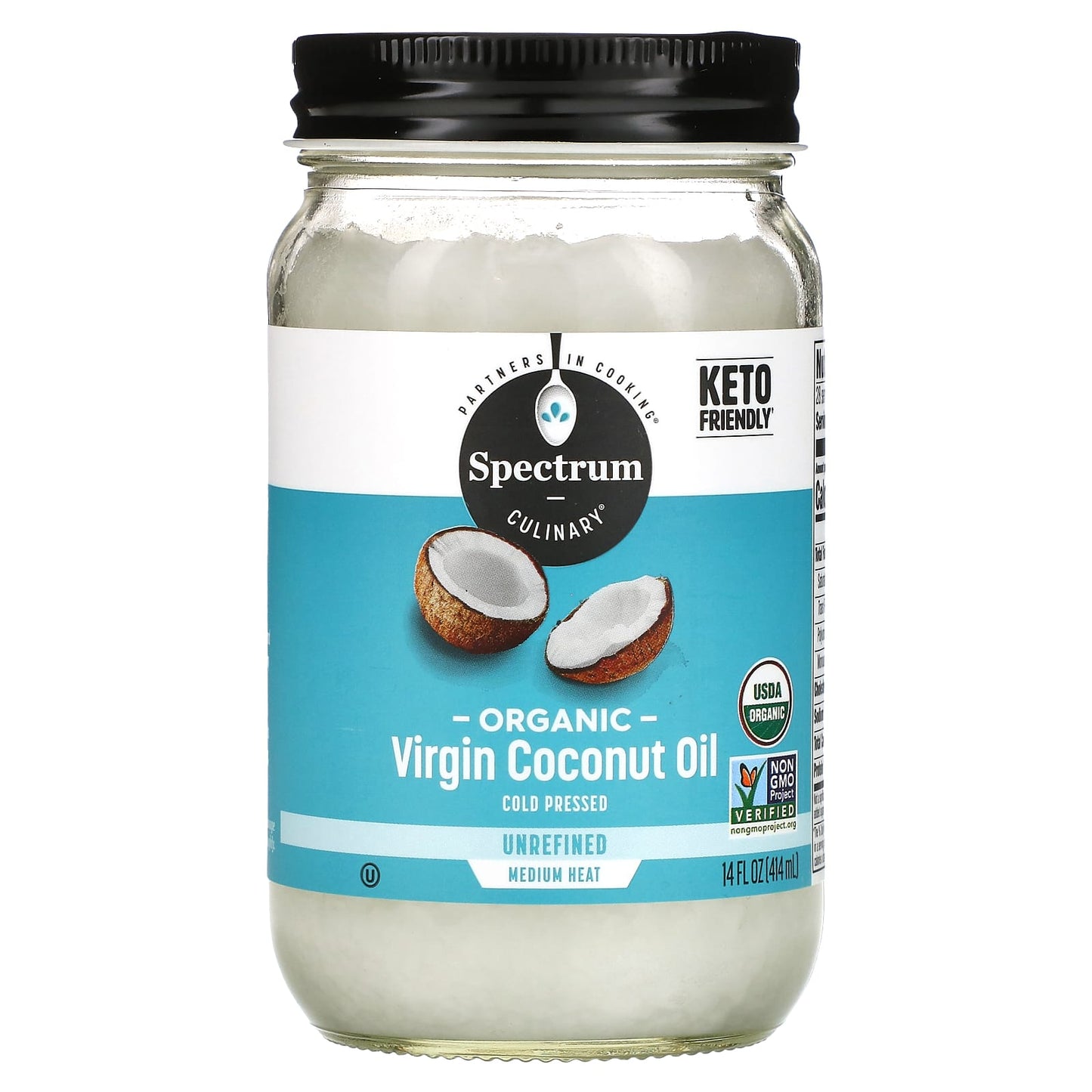 Spectrum Culinary-Organic Virgin Coconut Oil-Unrefined-14 fl oz (414 ml)