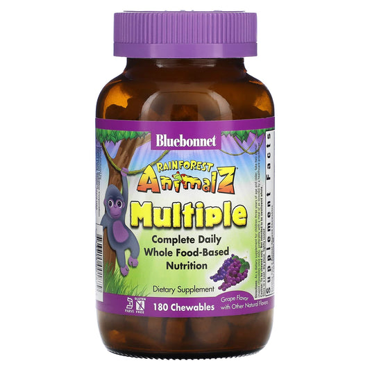 Bluebonnet Nutrition-Rainforest Animalz-Multiple-Complete Daily Whole Food Based Nutrition-Grape-180 Chewables