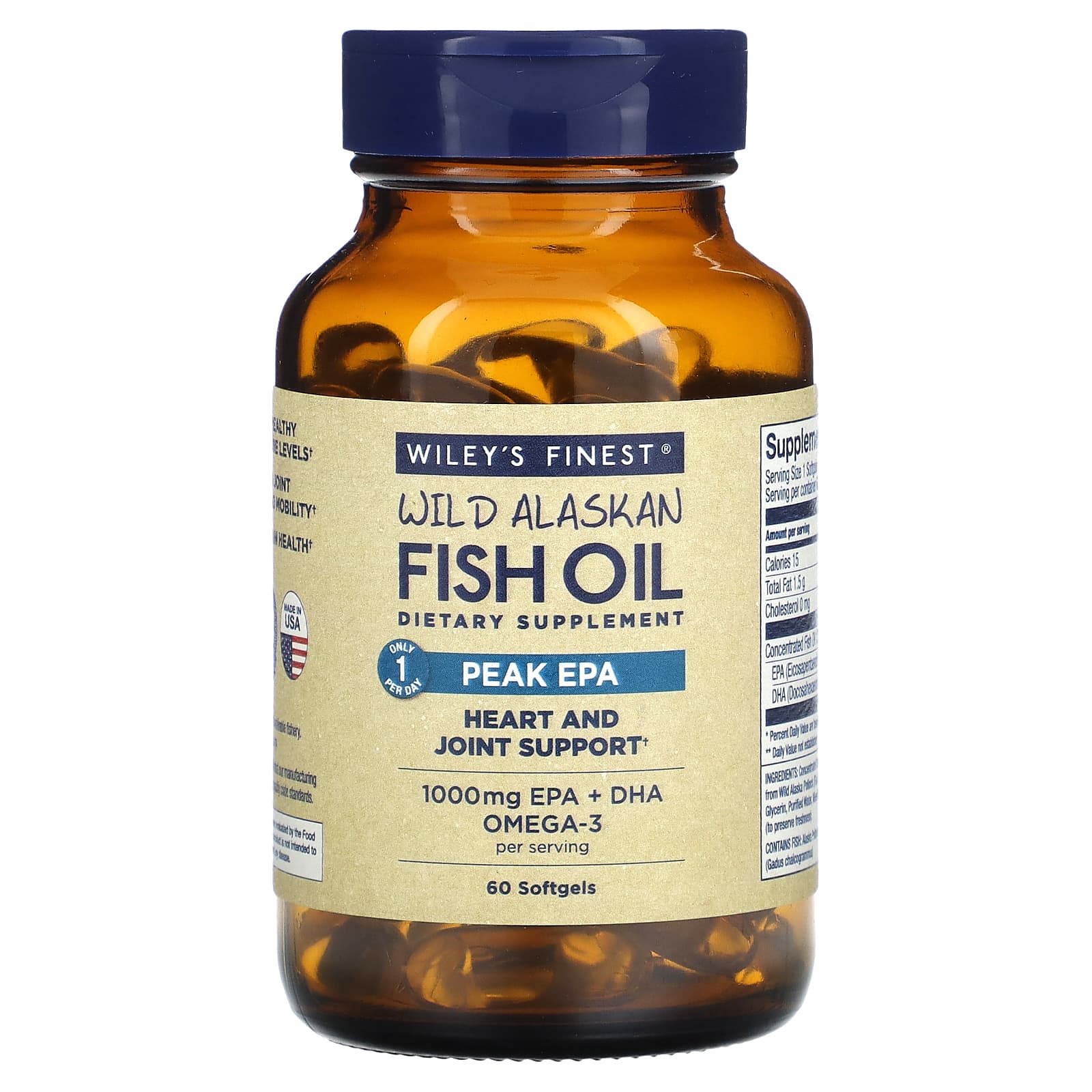 Wiley's Finest-Wild Alaskan Fish Oil-Peak EPA-60 Softgels