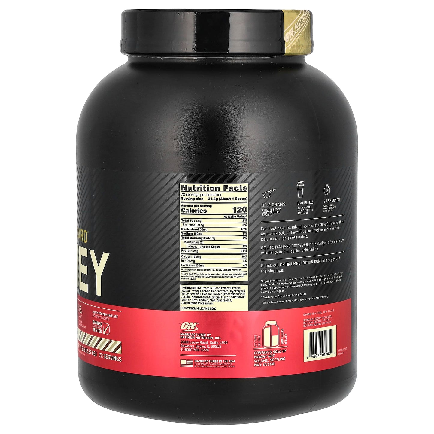 Optimum Nutrition, Gold Standard 100% Whey, Rocky Road, 5 lb (2.27 kg)