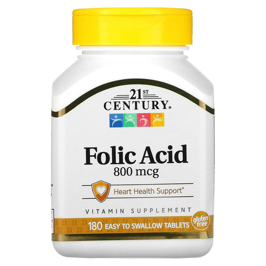 21st Century-Folic Acid-800 mcg-180 Easy to Swallow Tablets