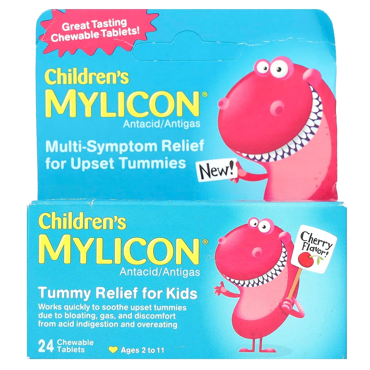 Mylicon-Children's Mylicon-Tummy Relief for Kids-Ages 2-11-Cherry-24 Chewable Tablets