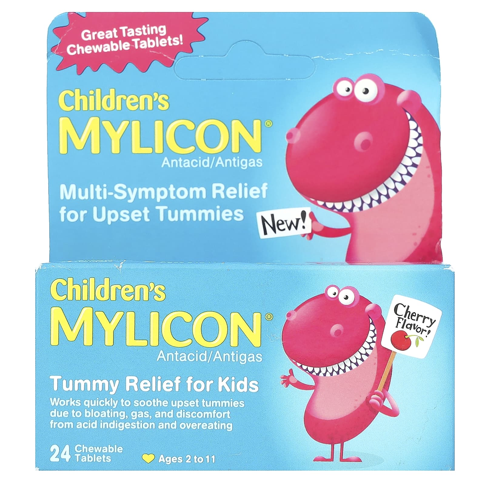 Mylicon-Children's Mylicon-Tummy Relief for Kids-Ages 2-11-Cherry-24 Chewable Tablets