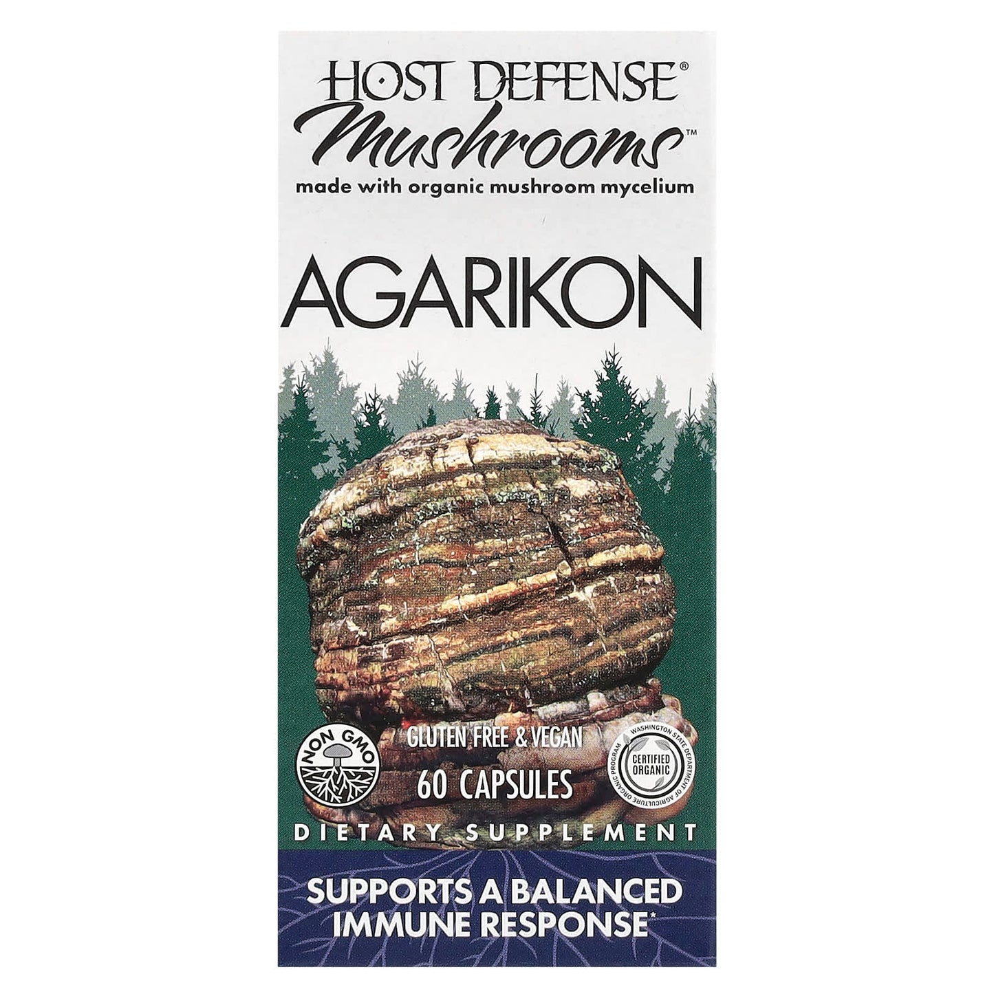 Fungi Perfecti-Host Defense Mushrooms-Agarikon-60 Capsules