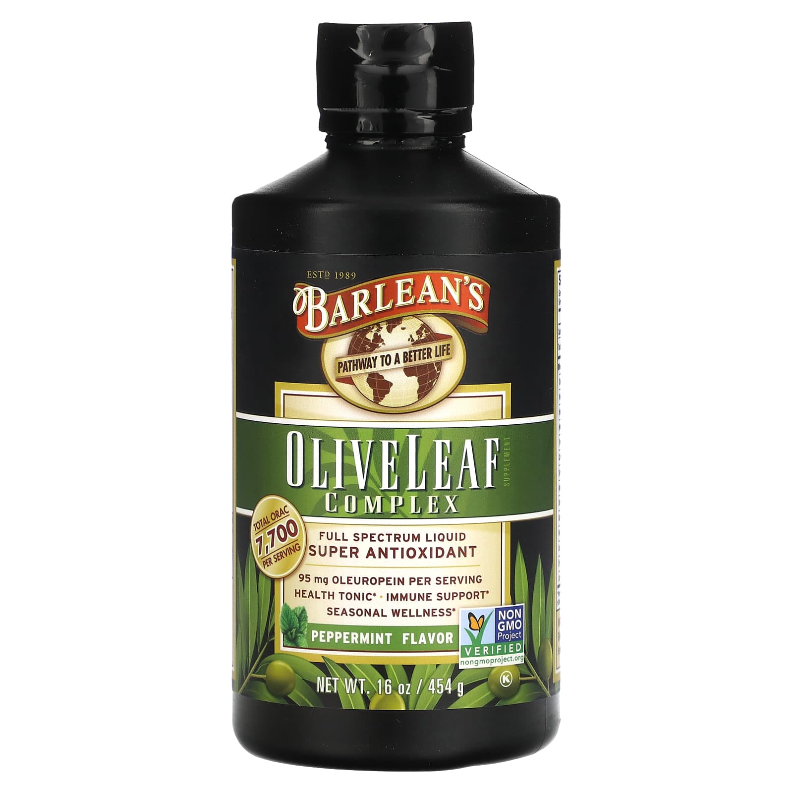 Barlean's-Olive Leaf Complex-Peppermint-16 oz (454 g)