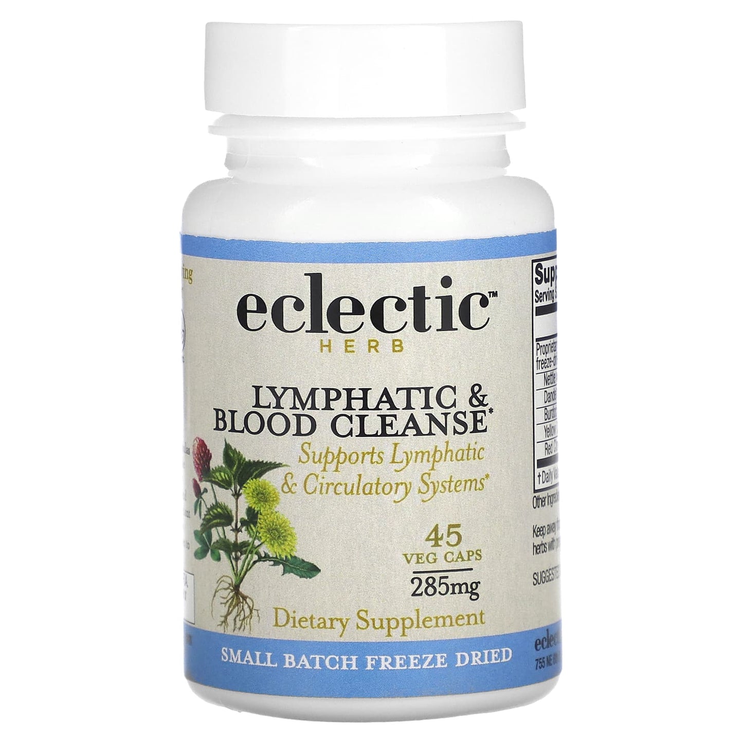 Eclectic Institute-Freeze Dried-Lymphatic & Blood Cleanse-285 mg-45 Veg Caps